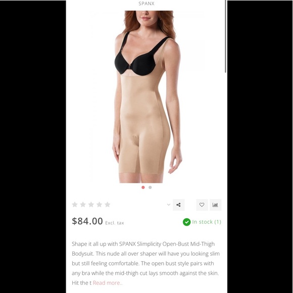 M Spanx Slimplicity Open-Bust Mid-Thigh Bodysuit - Picture 11 of 16